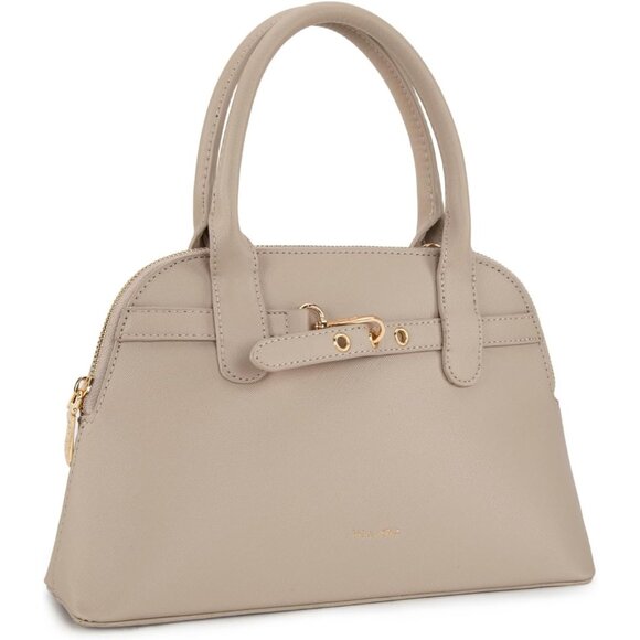 ⚡ Women's Cream Shoulder Strap Belted Top Handle Designer Crossbody Satchel Bag - Picture 5 of 7